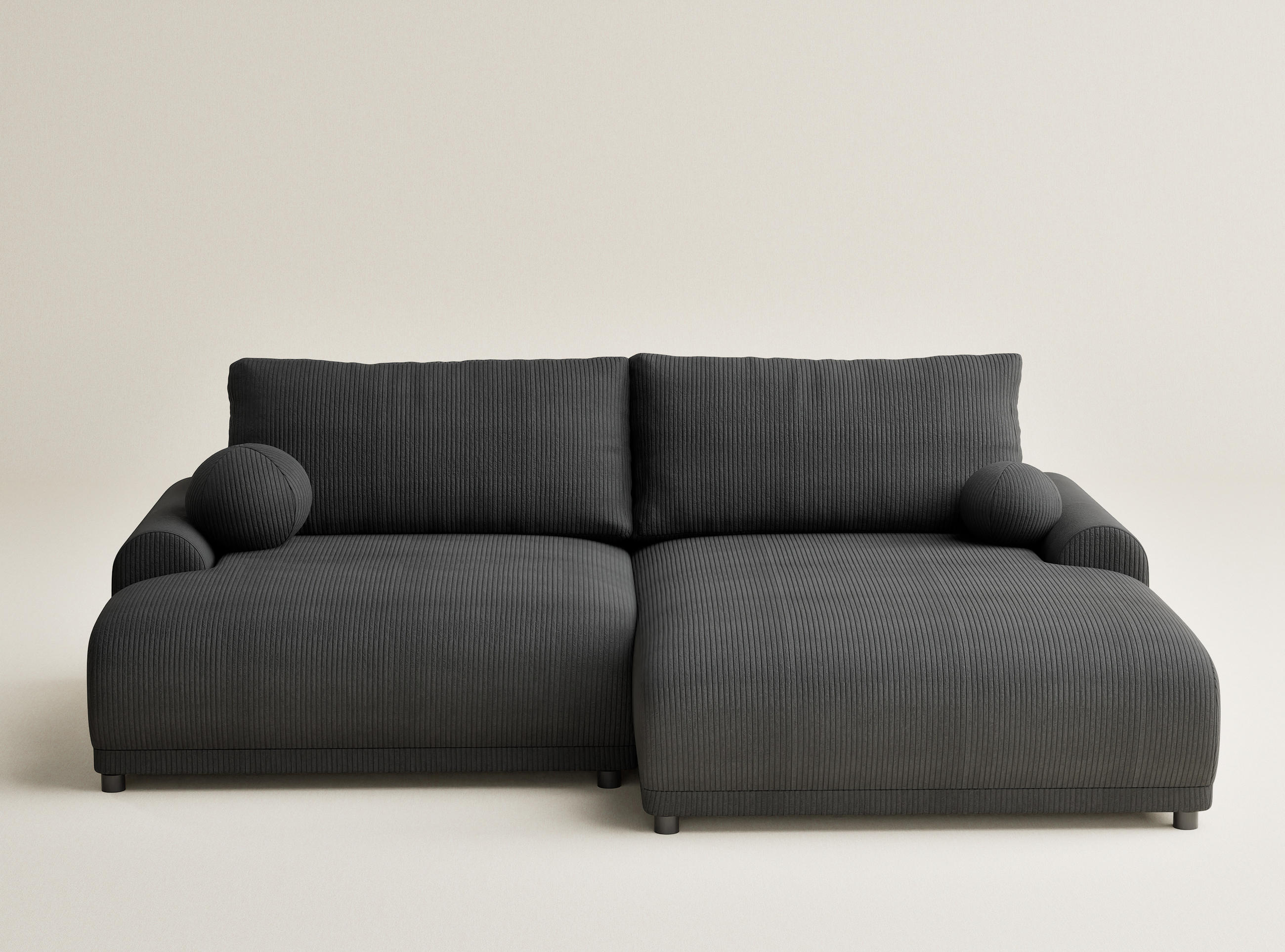 ECKSOFA MIT SCHLAFFUNKTION Tallin Anthrazit Samtstoff - Anthrazit/Schwarz, Holz/Holzwerkstoff (240/145cm) - Maison de Reve