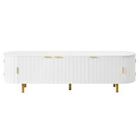 TV-LOWBOARD 170cm MDF Weiß Riffel-Optik 5 Türen Eisenfüße & Griffe - Weiß, Holzwerkstoff (170/47/40cm) - Urban Meuble