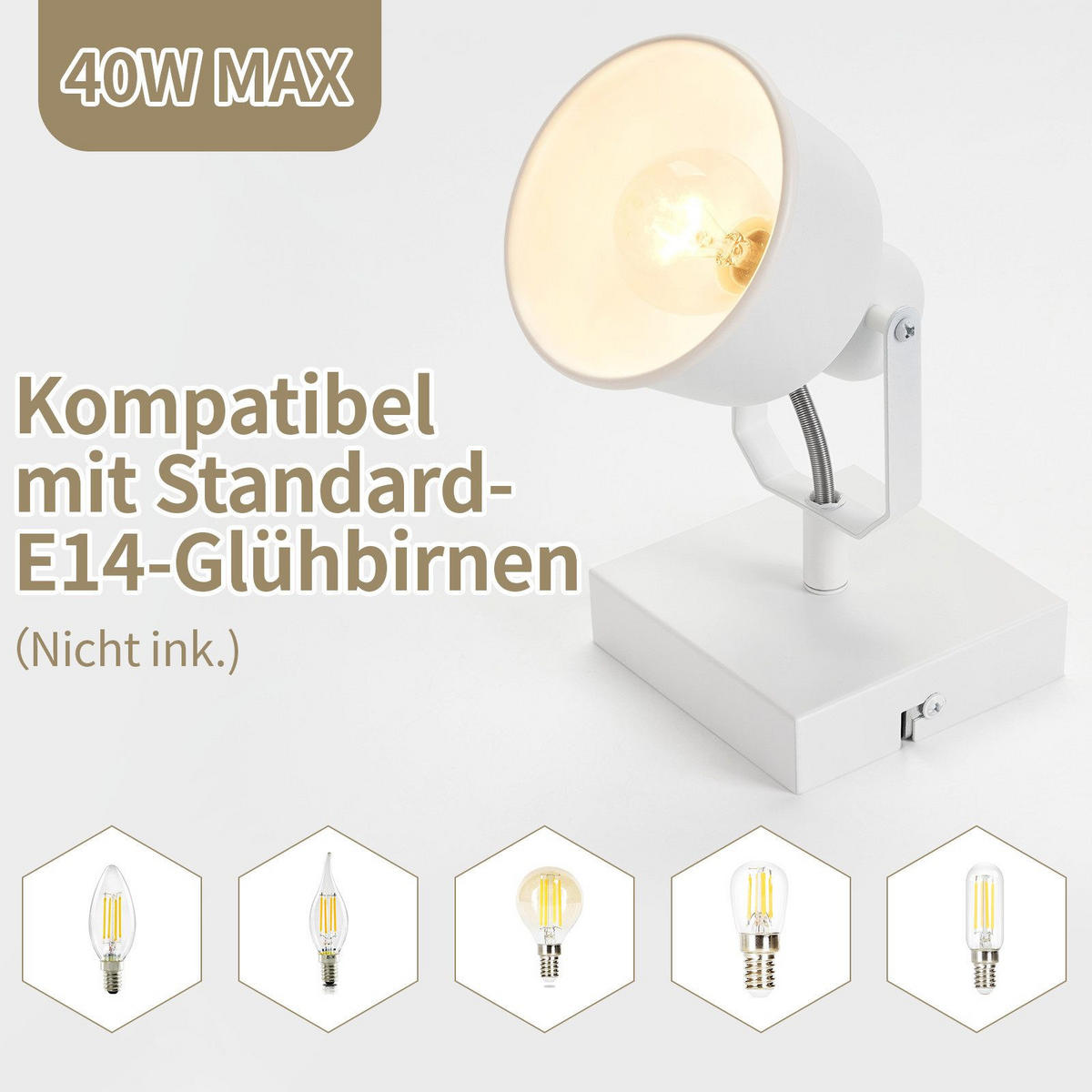 DECKENLEUCHTEDENNIS141417 - Weiß, Metall (14/14/17cm) - Nettlife