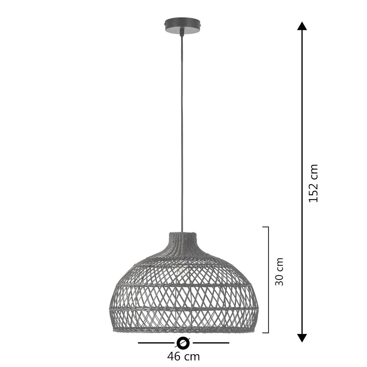 HÄNGELEUCHTE﻿ 46/46/152 Hoshi - Schwarz, Naturmaterialen (46/46/152cm) - VS Venta-stock