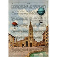 POSTER Oviedo-Stadt, A4 Schwarzer Rahmen - Schwarz, Papier (29.7/5/21cm) - Nacnic
