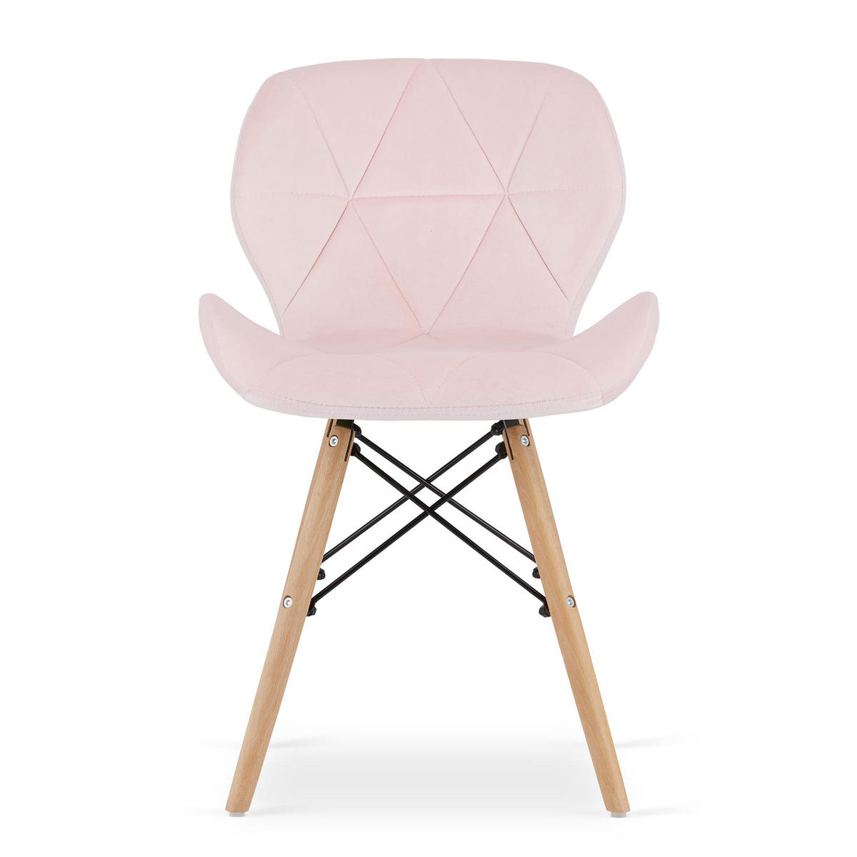 STUHL AMATRICE 4-er Set, Rosa, mit Samtstoff gepolstert - Rosa, Holz/Textil (48/74/53cm) - Komodee