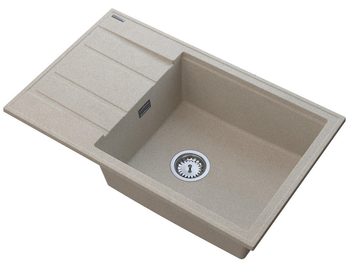 GRANITSPÜLE Louis mit Siphon Batterie - Beige, Kunststoff/Stein (80/50/20cm) - Granitan