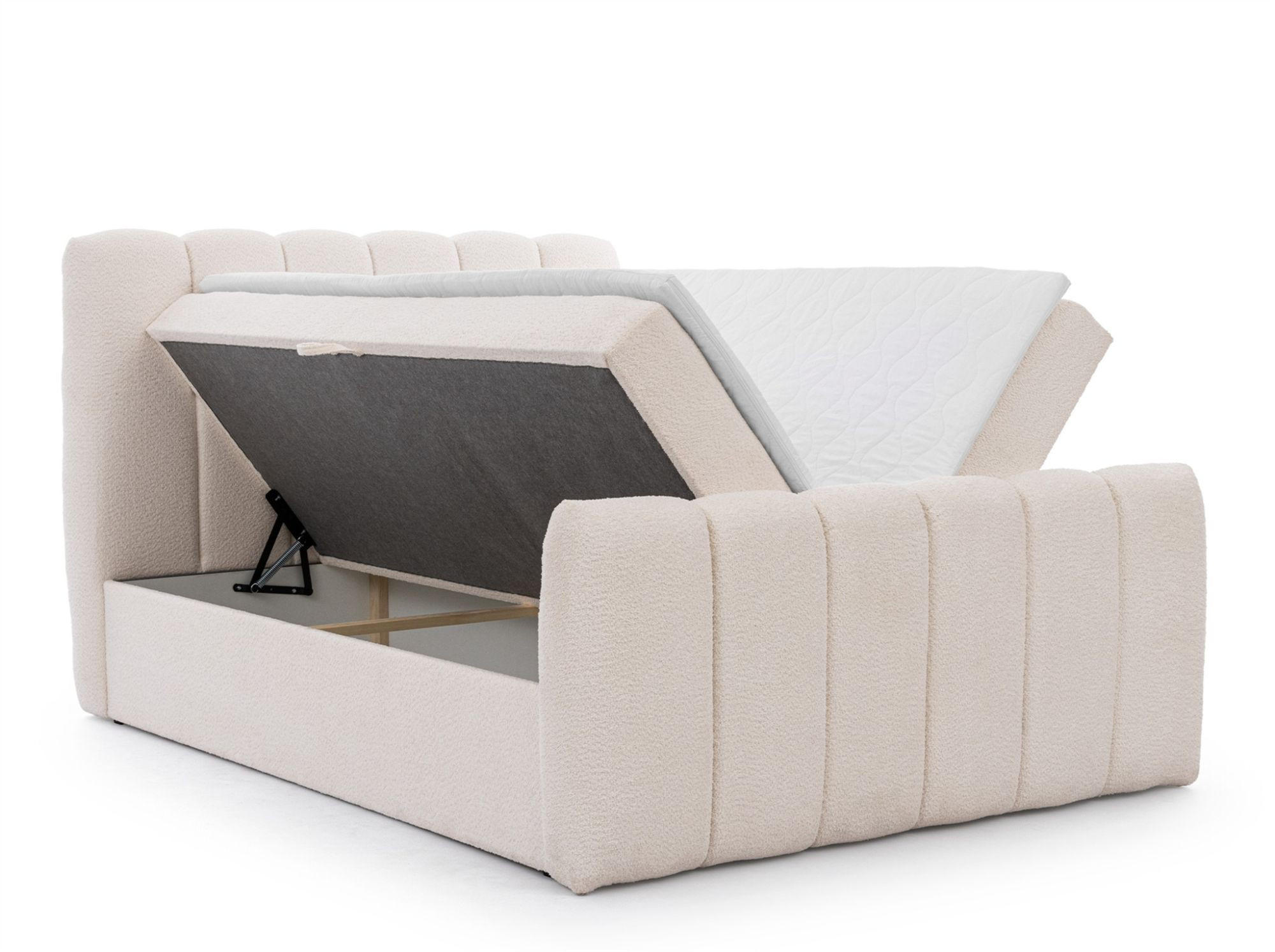 Thumbnail - Fun Möbel Boxbett, Creme, Textil, 140x200 cm, Schlafzimmer, Betten, Boxspringbetten