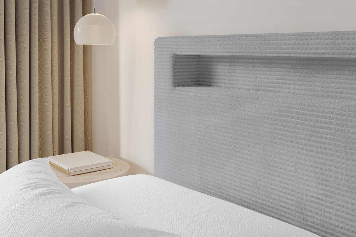 POLSTERBETT mit Bettkasten und Lattenrost, Boxbett ohne Matratze - GOLA 180x200 Grau - Alufarben, Holzwerkstoff/Textil (180/200cm) - ALTDECOR