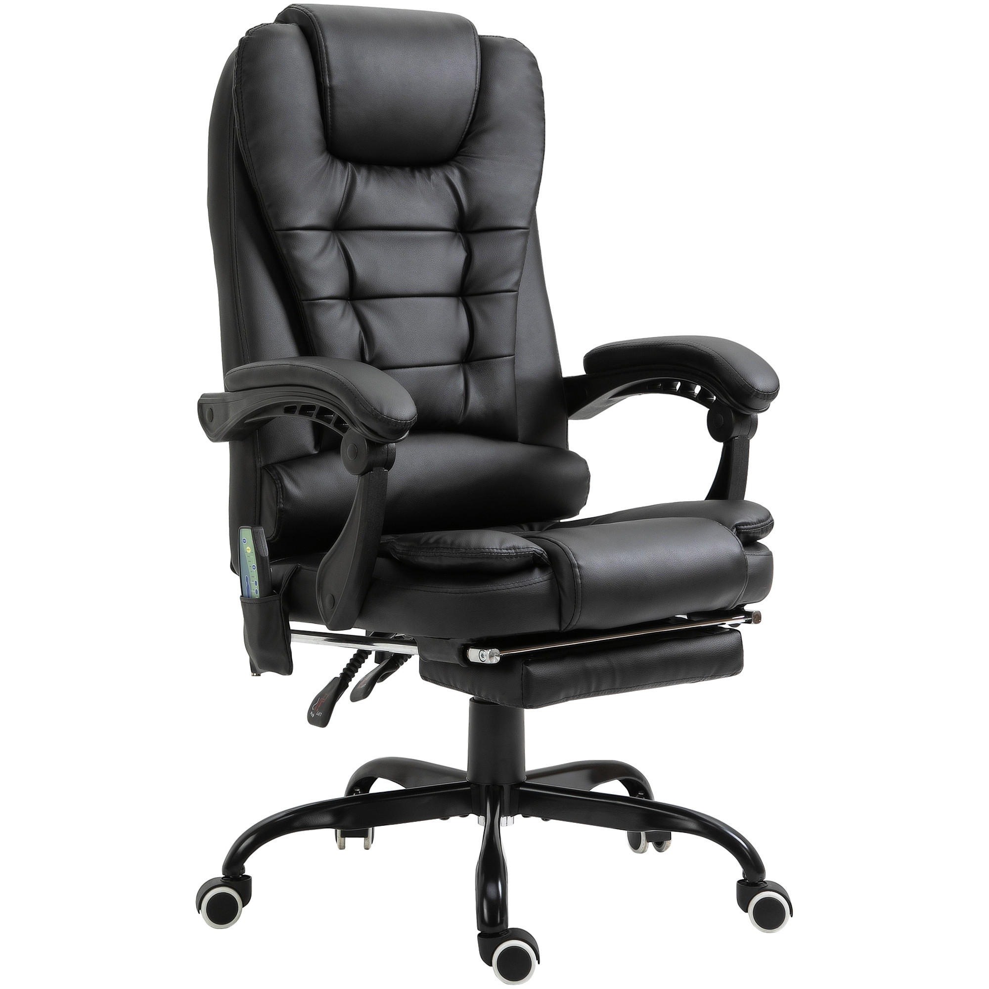 BÜROSTUHL mit Massagefunktion, Schwarz - Schwarz, Leder (79/121/67cm) - Vinsetto