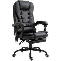 MASSAGESESSEL Chefsessel mit Fußstütze Rückenpolster einstellbar PVC Schwarz - Schwarz, Kunststoff/Metall (79/121/67cm) - Vinsetto