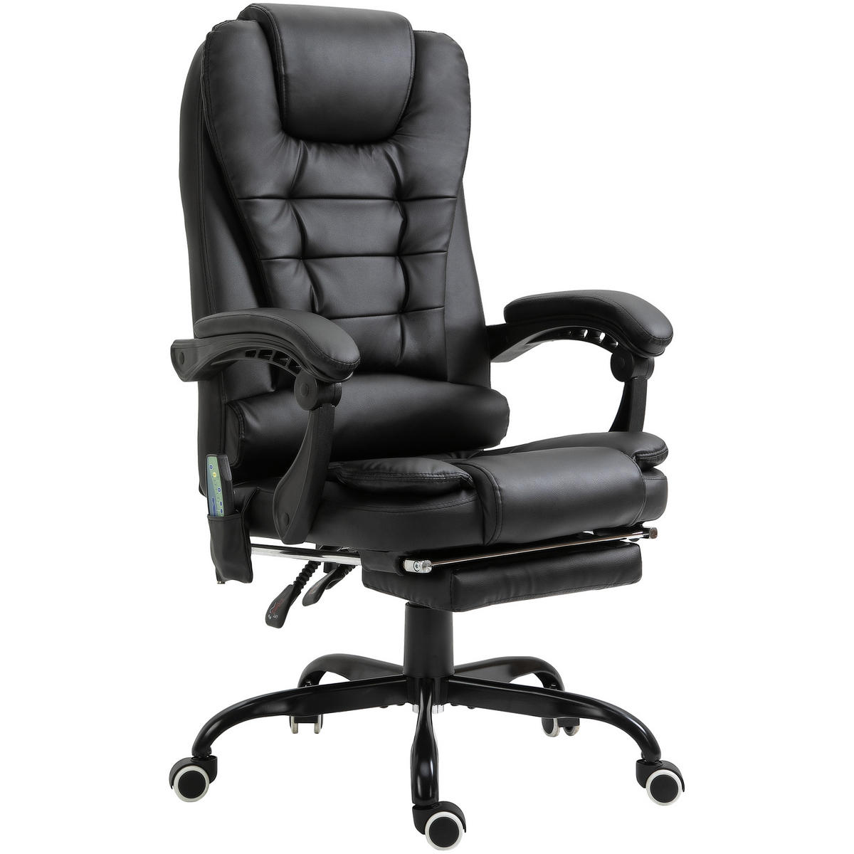 MASSAGESESSEL Chefsessel mit Fußstütze Rückenpolster einstellbar PVC Schwarz - Schwarz, Kunststoff/Metall (79/121/67cm) - Vinsetto