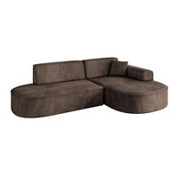 ECKSOFA Ottomane Rechts MARI-L1 - 243x171x79 cm Braun Velours - Schwarz/Braun, Holzwerkstoff/Kunststoff (171/243cm) - ALTDECOR