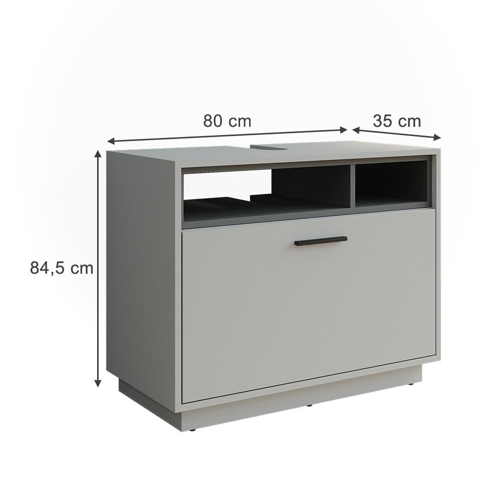 WASCHBECKENUNTERSCHRANK Beatrice Grau/Anthrazit 80 x 84.5 cm mit Schublade - Grau, Holzwerkstoff (80/84.5/35cm) - Vicco
