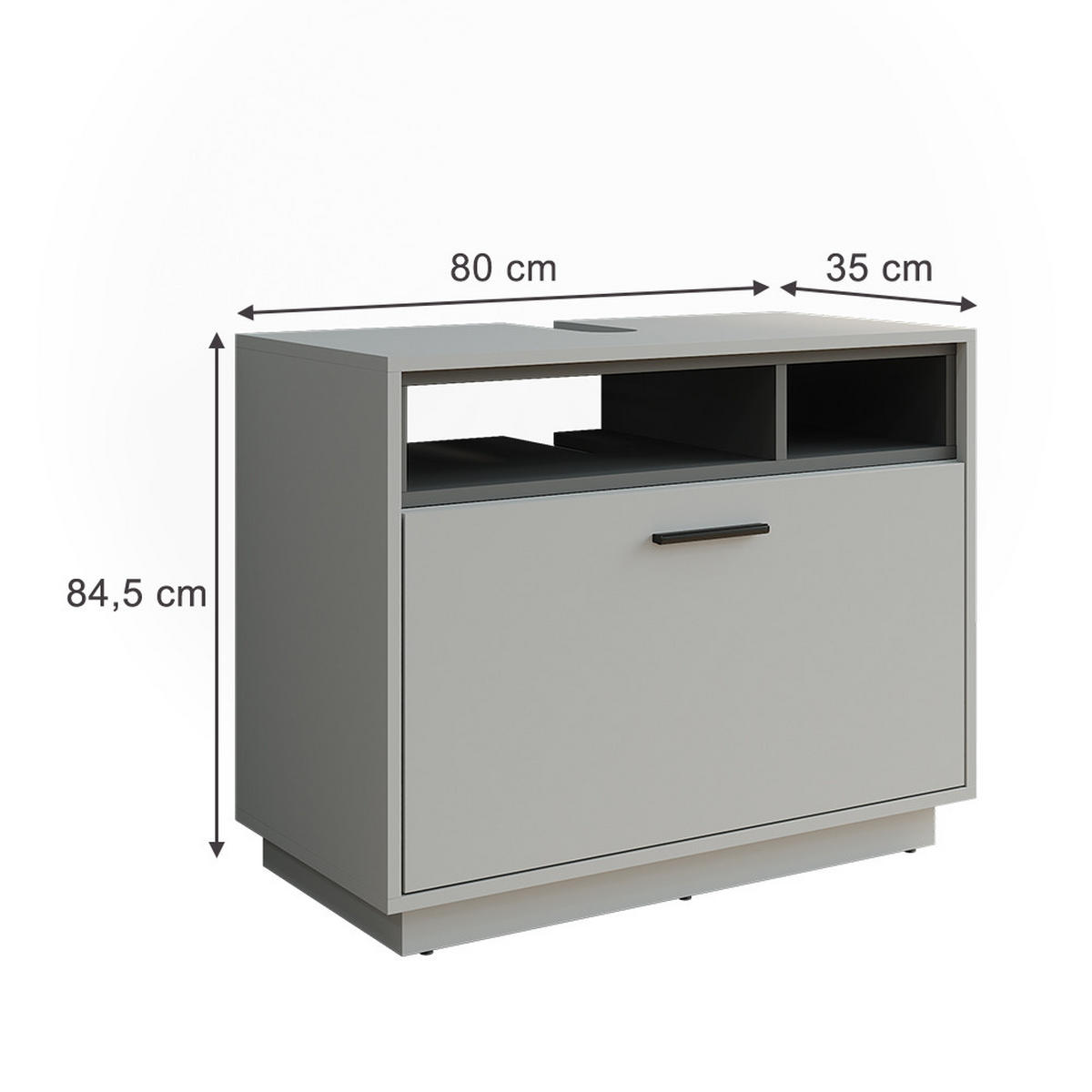 WASCHBECKENUNTERSCHRANK Beatrice Grau/Anthrazit 80 x 84.5 cm mit Schublade - Anthrazit/Grau, Holzwerkstoff (80/84.5/35cm) - Vicco