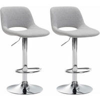 BARHOCKER 2er Set Stoff hellgrau - Chromfarben/Hellgrau, Textil/Metall (42/86/46cm) - CLP