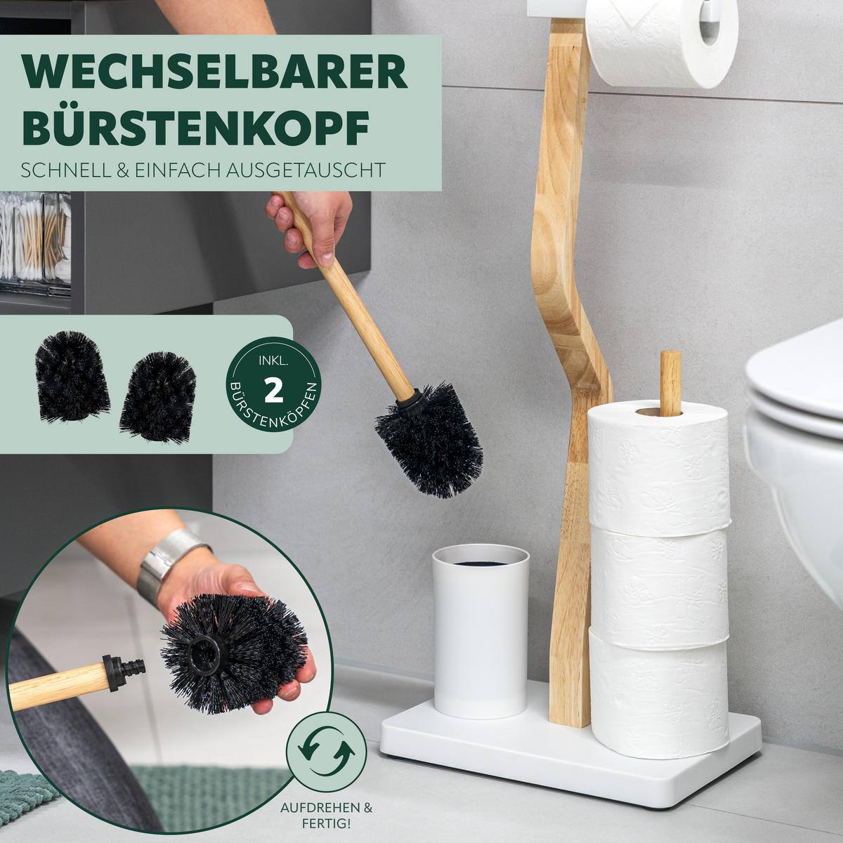 STAND-WC-GARNITUR 4IN1, weiß - Weiß, Holz (30/80/20cm) - eluno