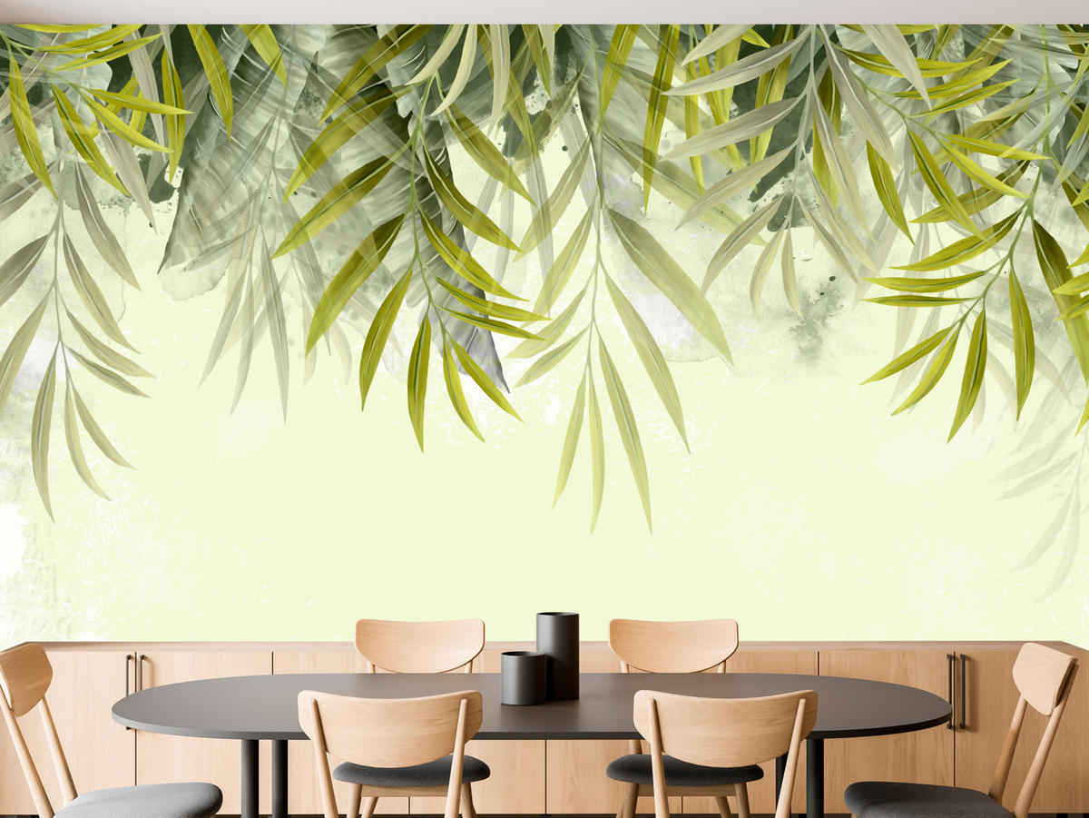FOTOTAPETE für Schlafzimmer Exotische Blätter Grün Tropisch 450x315 - Grün, Papier (450/315cm) - Muralo