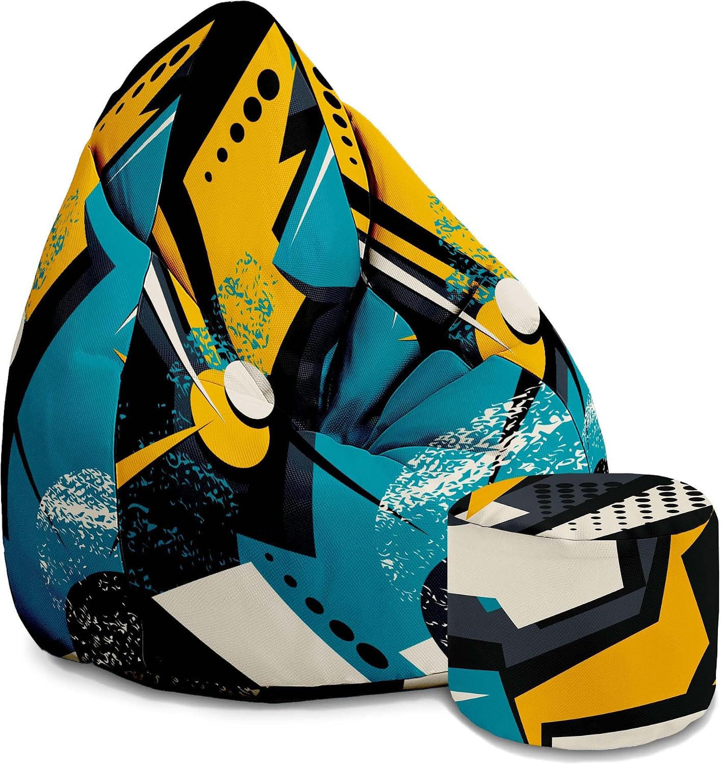 SITZSACK PEARSHAPE MIT FUßSTÜTZE Velvet 2-tlg Abstract Yellow M - Dunkelgelb, Textil (70/120/70cm) - Dreamroots