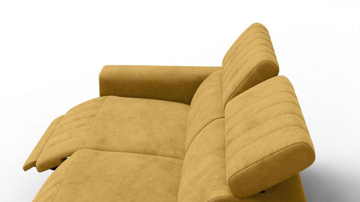 RELAXSOFA NORDEL 3-Sitzer, senfgelb - Gelb/Schwarz, Holz/Textil (194/80/105cm) - Courtois Laville
