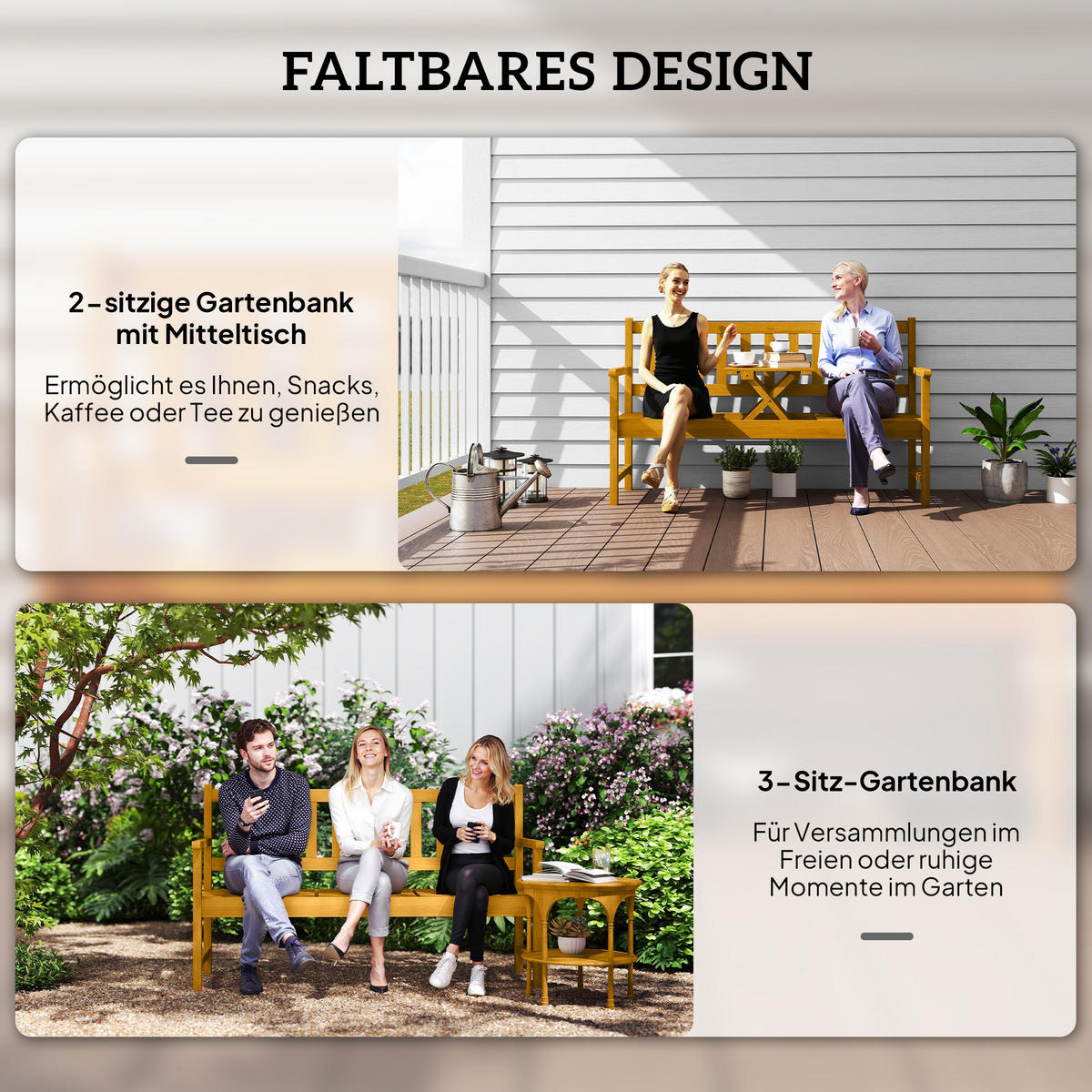 GARTENBANK aus Akazienholz 149/56,50/89 cm - Teakfarben, Holz (56.5/89/149cm) - Outsunny