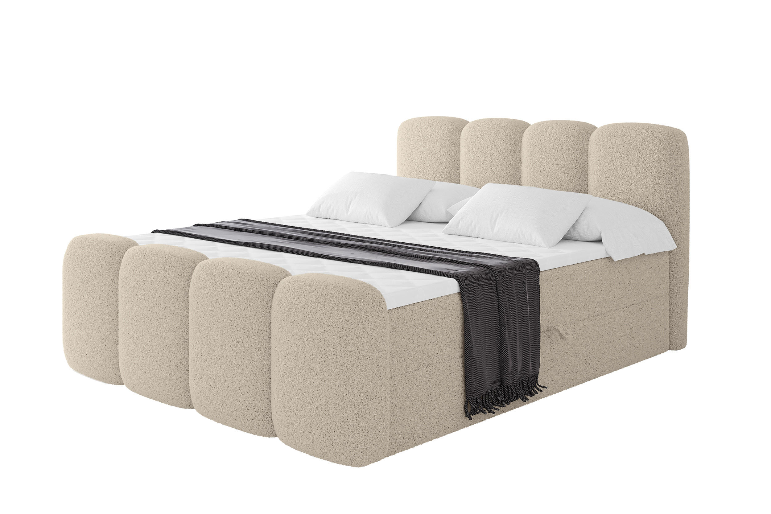 BOXBETT mit Matratze H4 - NINA-Z - 160x200 cm Dunkelbeige - Baltimorefarben, Holzwerkstoff (160/200cm) - ALTDECOR
