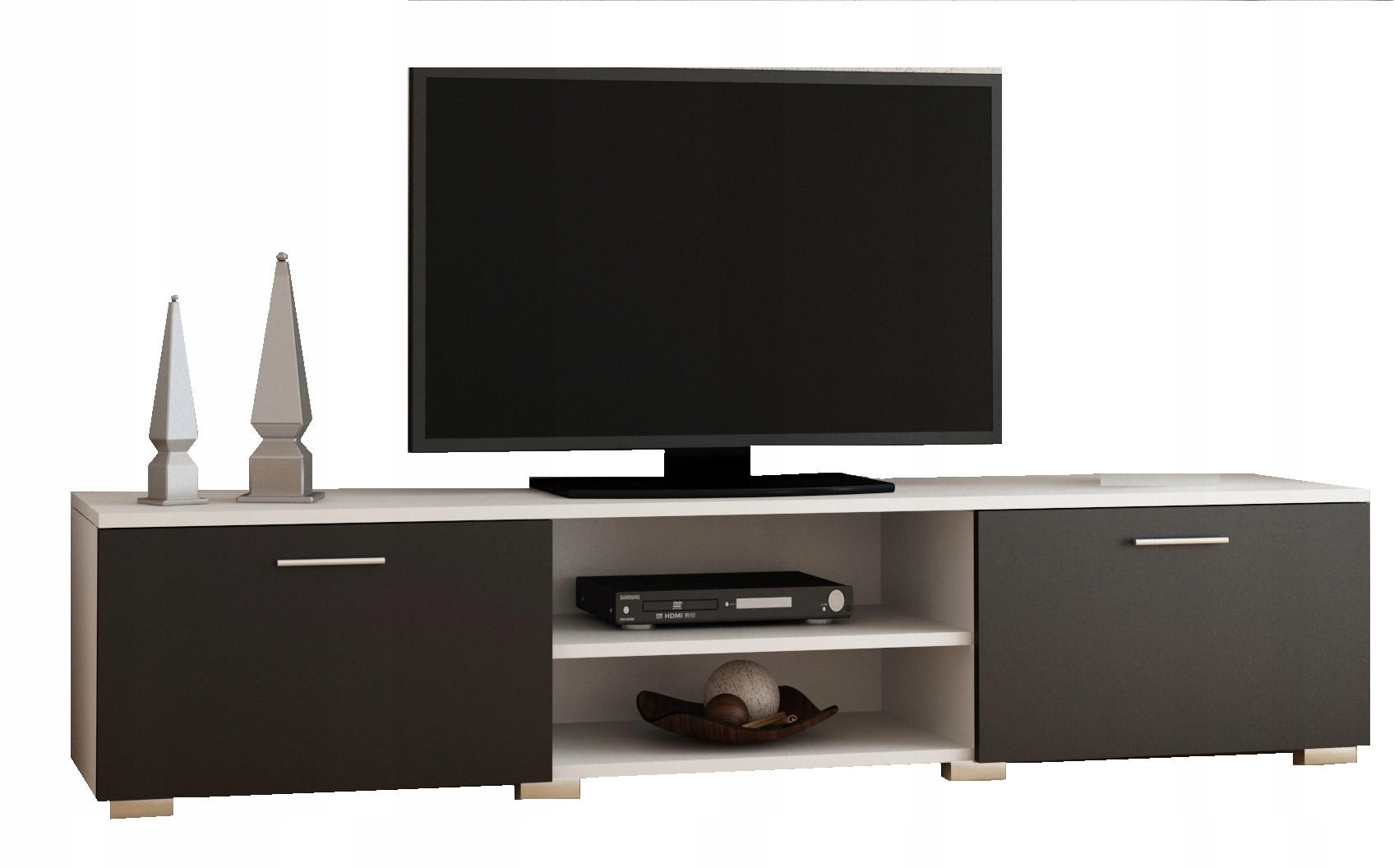 FERNSEHKOMMODE ROMA Weiß-Schwarz 150/40/35 cm - Multicolor, Holzwerkstoff (150/35/40cm) - Matkam Möbel