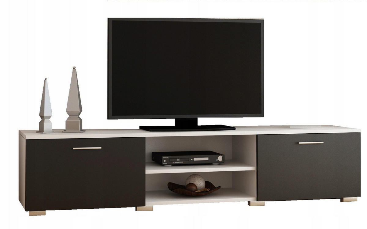 FERNSEHKOMMODE ROMA Weiß-Schwarz 150/40/35 cm - Multicolor, Holzwerkstoff (150/35/40cm) - Matkam Möbel