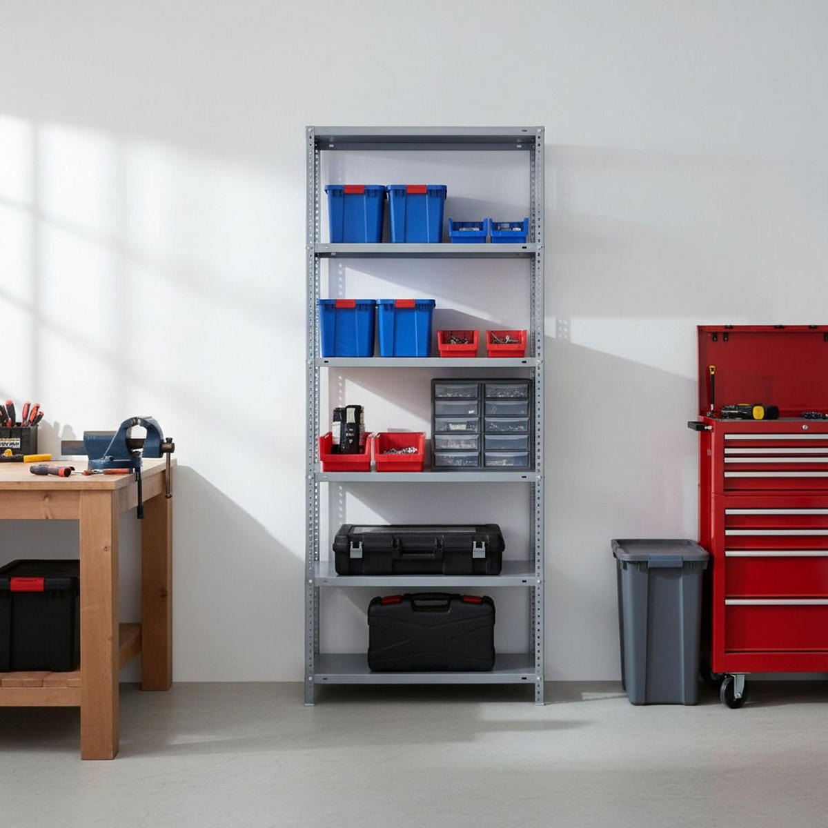 SCHRAUBREGAL PANDA TALL | HxBxT 200x90x30cm | 6 Fachböden | Fachlast 100kg | Verzinkt - Silberfarben, Metall (90/200/30cm) - PROREGAL