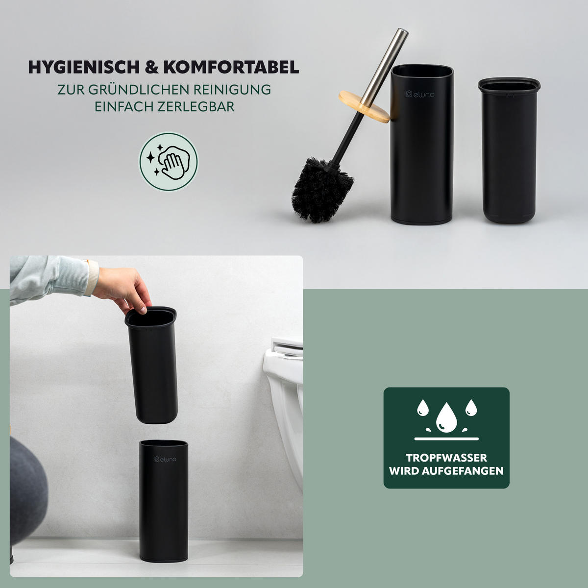 WC-GARNITUR FRAMURA, schwarz, Metall - Schwarz, Metall (9.5/37.5/9.5cm) - eluno