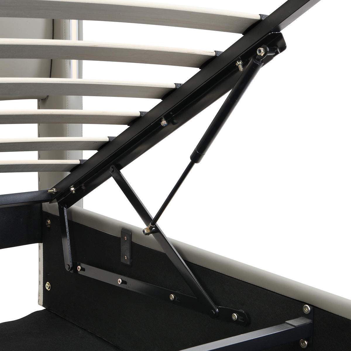 STAURAUMBETT 140/200 cm DE-00384, in Grau, hydraulischem Lattenrost und LED - Grau, Metall (140/200cm) - ComfortXL