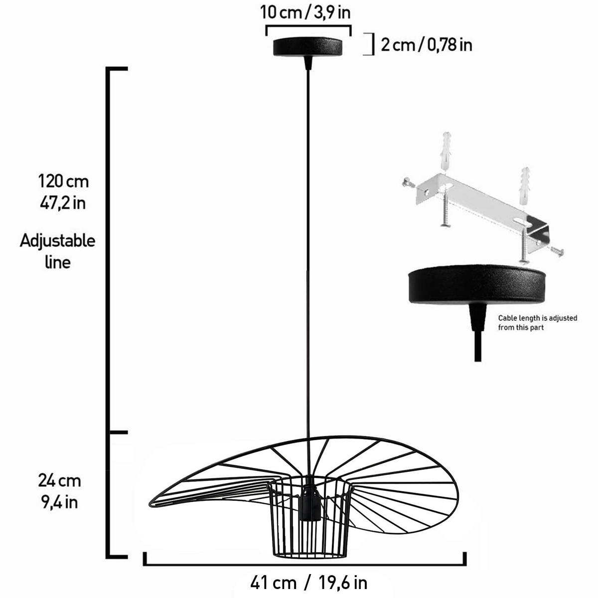 PENDELLEUCHTE Orvelte 50/24 cm - Schwarz, Metall (24/41/24cm) - Bamyum