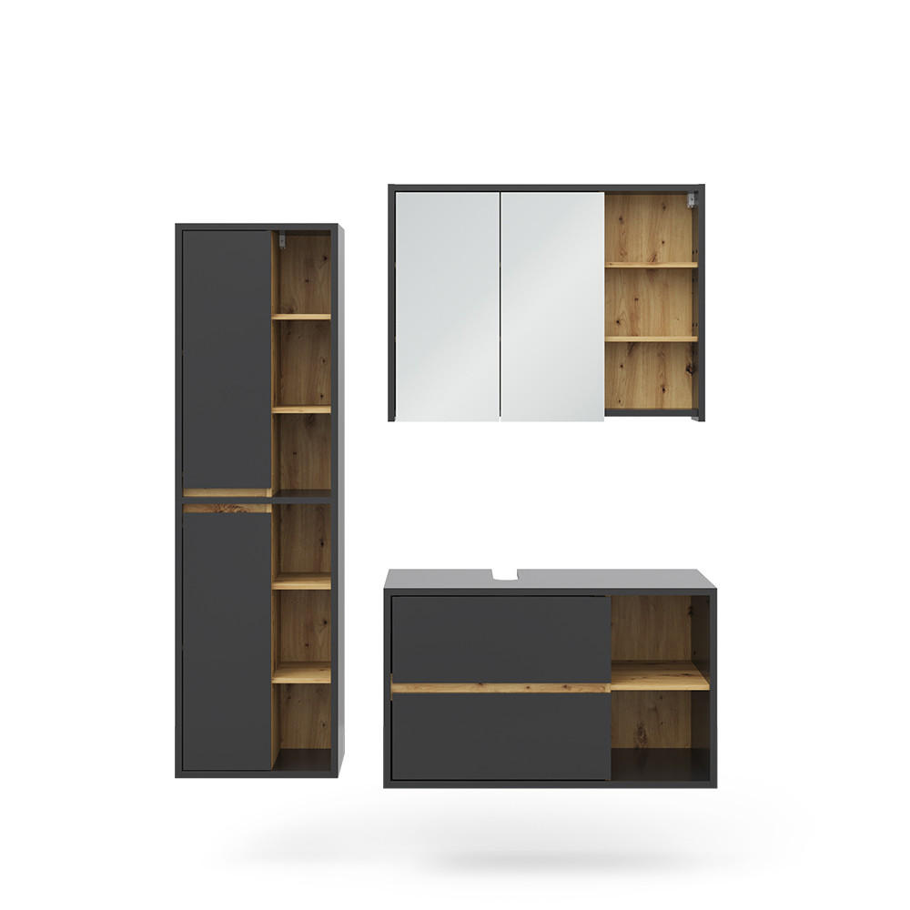 SET MOBILIER BAIE Viola, antracit, 3 piese
