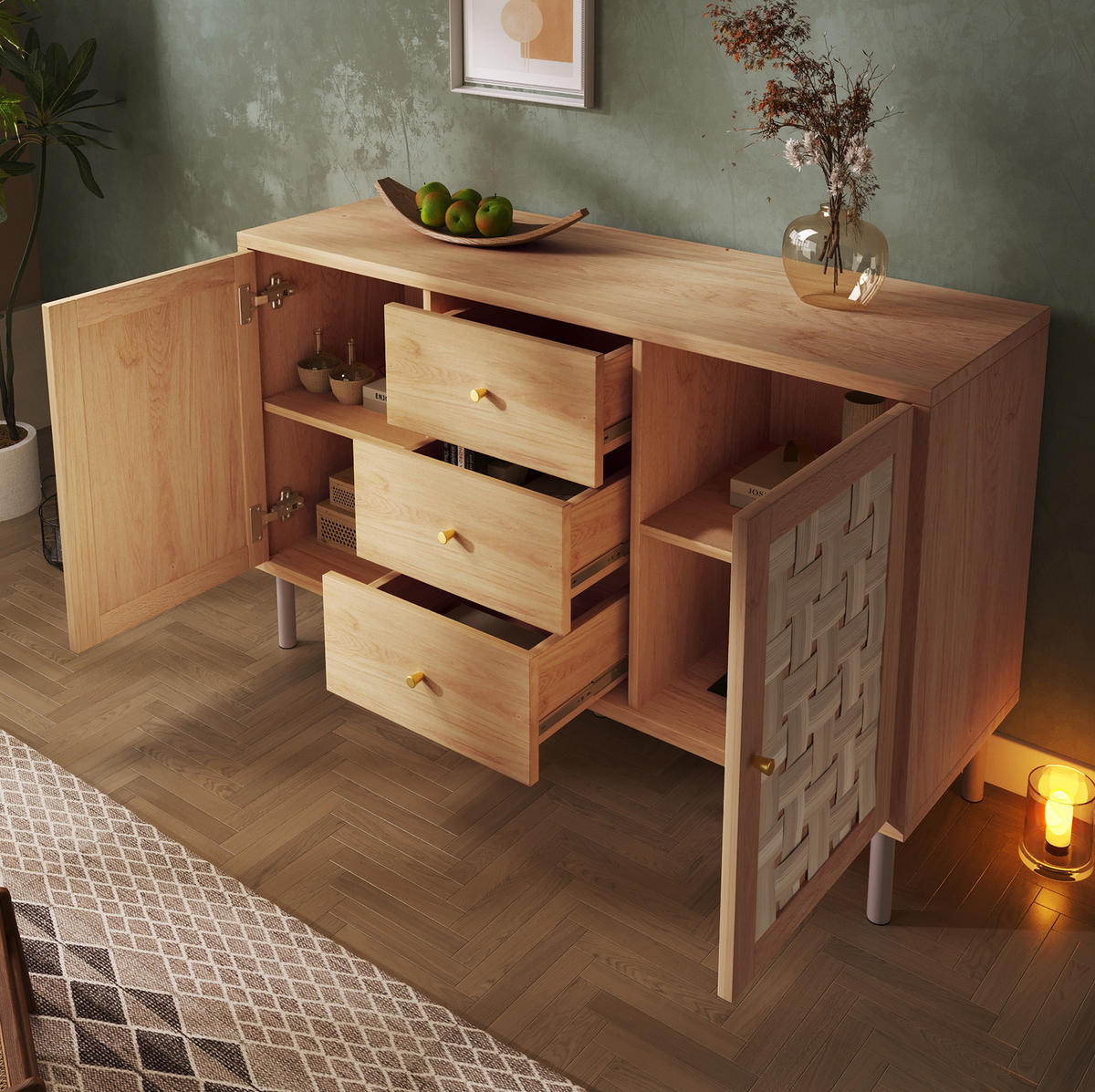 KOMMODE 120/75/40 cm Eichefarben aus Holz mit höhenverstellbaren Einlegeböden - Nussbaumfarben, Holzwerkstoff (40/70/120cm) - OKMYHOME