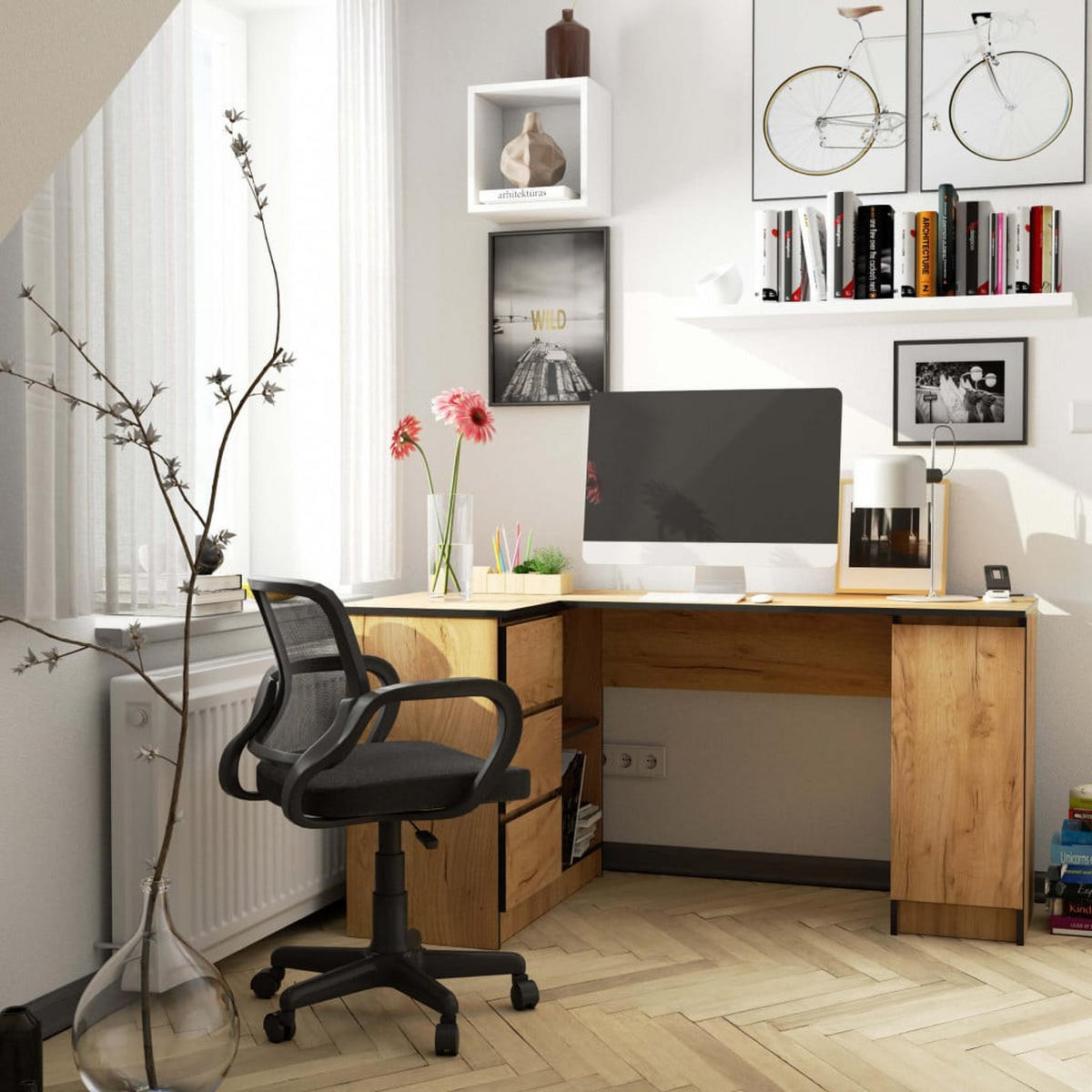 SCHREIBTISCH Eiche Craft 77/155/85 - Eiche Artisan, Holzwerkstoff (85/155/77cm) - RAUMHIRSCH FURNITURE