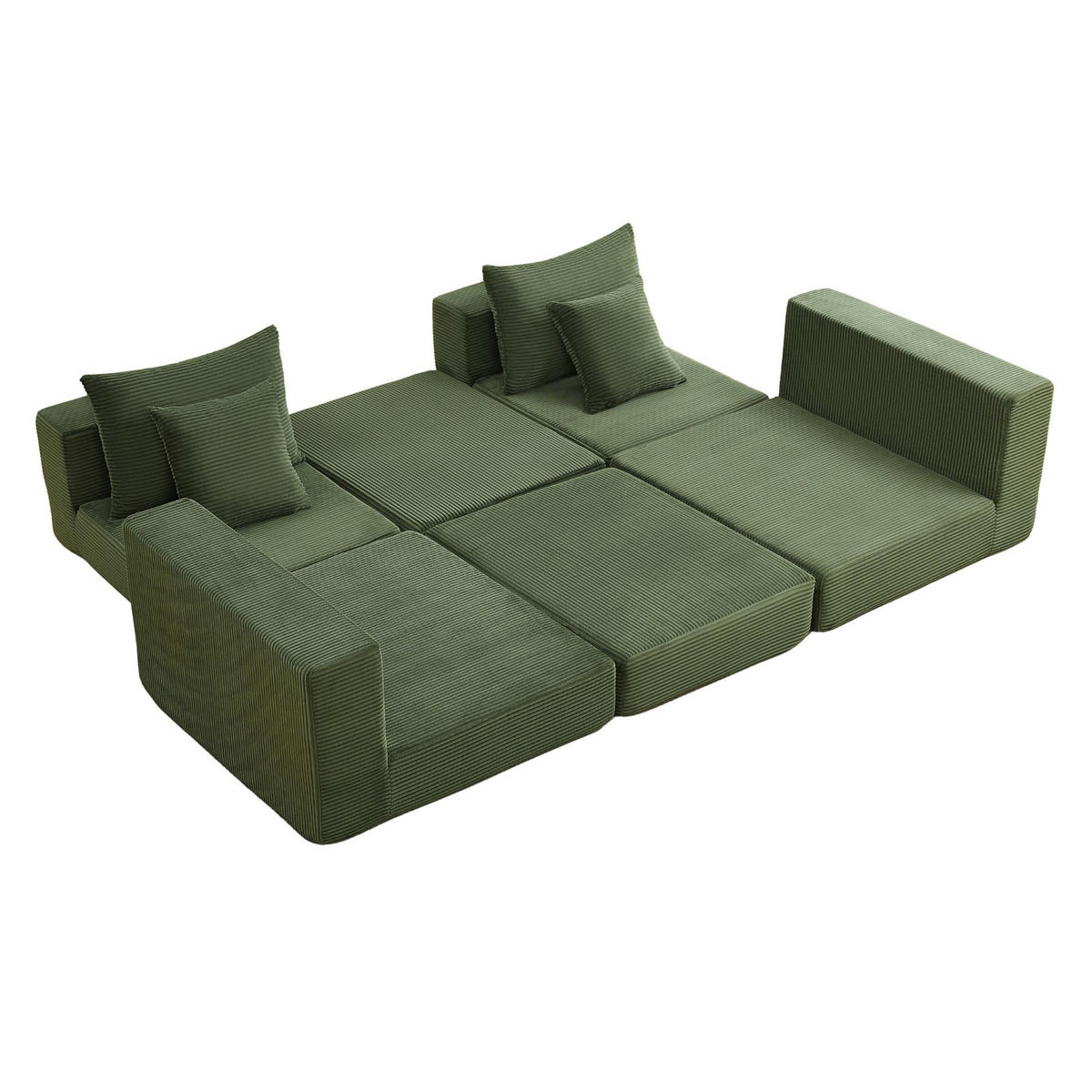ROHOVÁ POHOVKA Modulární pohovka se stabilní protiskluzovou základnou zelená - zelená barva, plast (259.5/96cm) - Urban Meuble