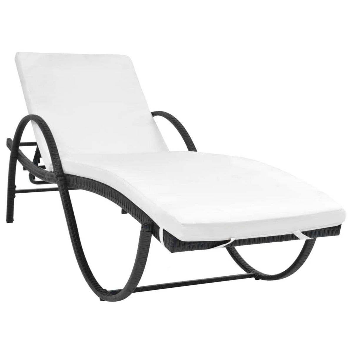 SONNENLIEGE mit Auflage & Tisch Poly Rattan Schwarz - Schwarz, Kunststoff (65/56/193cm) - furnicato
