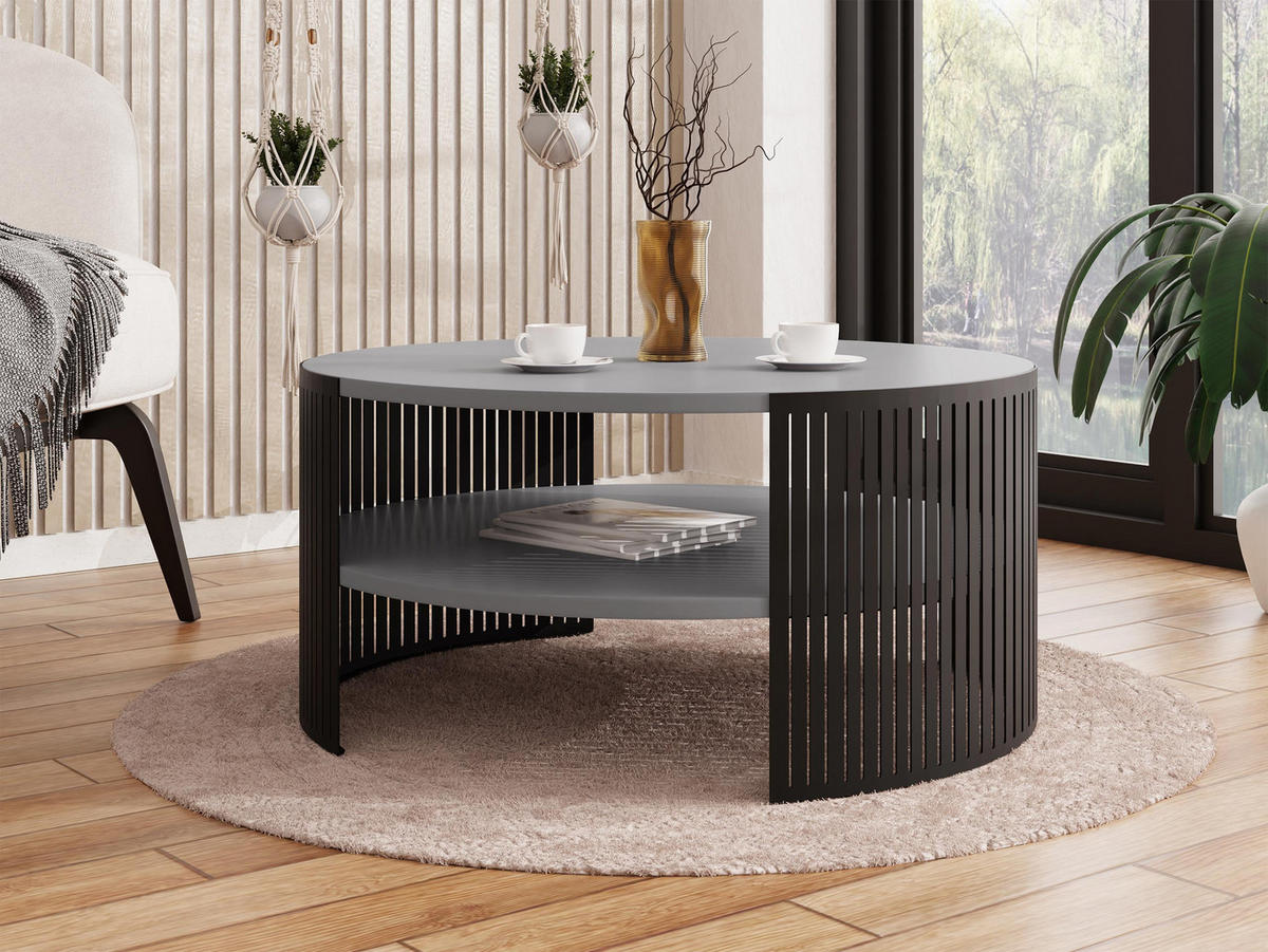 COUCHTISCH Fikoli - Hellgrau/Schwarz, Holzwerkstoff/Metall (75/75/40cm) - MIRJAN24