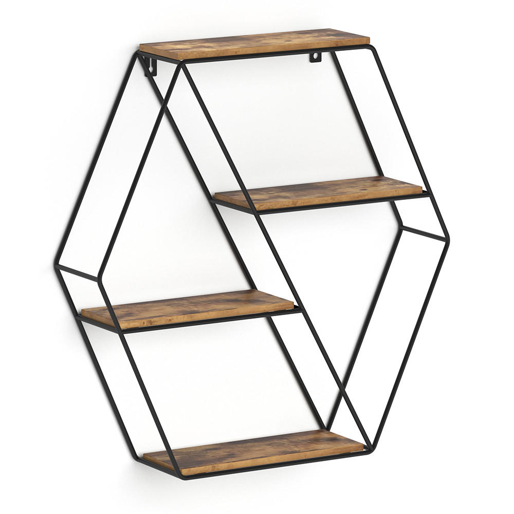 WANDREGAL Fyrk Antikholz 51 x 52 cm Eckform - Eichefarben/Schwarz, Holzwerkstoff (51/52/11cm) - Vicco