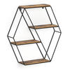 WANDREGAL Fyrk Antikholz 51 x 52 cm Eckform - Alteiche/Schwarz, Holzwerkstoff (51/52/11cm) - Vicco
