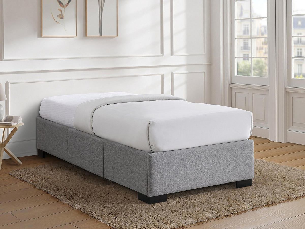 BETTGESTELL mit Lattenrost - 1 Person-Sitzer - Stoff - Grau - - Grau, Textil (96/197cm) - Vente-Unique