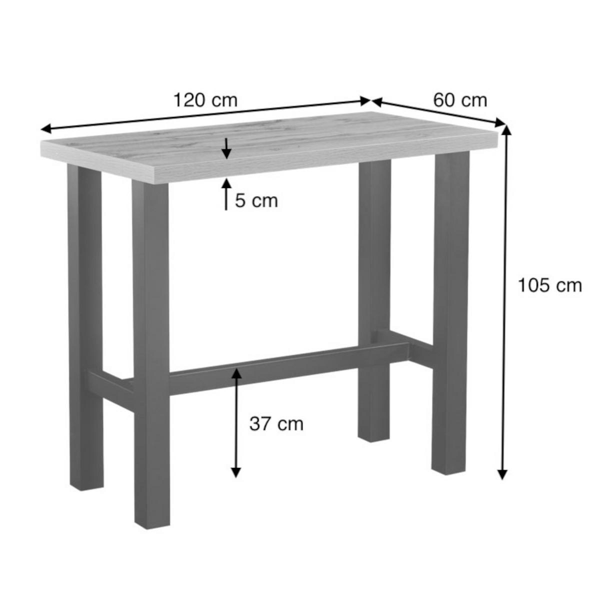 BARTISCH LOTTE 120/60/105 cm - Schwarz/Braun, Holzwerkstoff/Metall (60/120/105cm) - DUBI Möbel