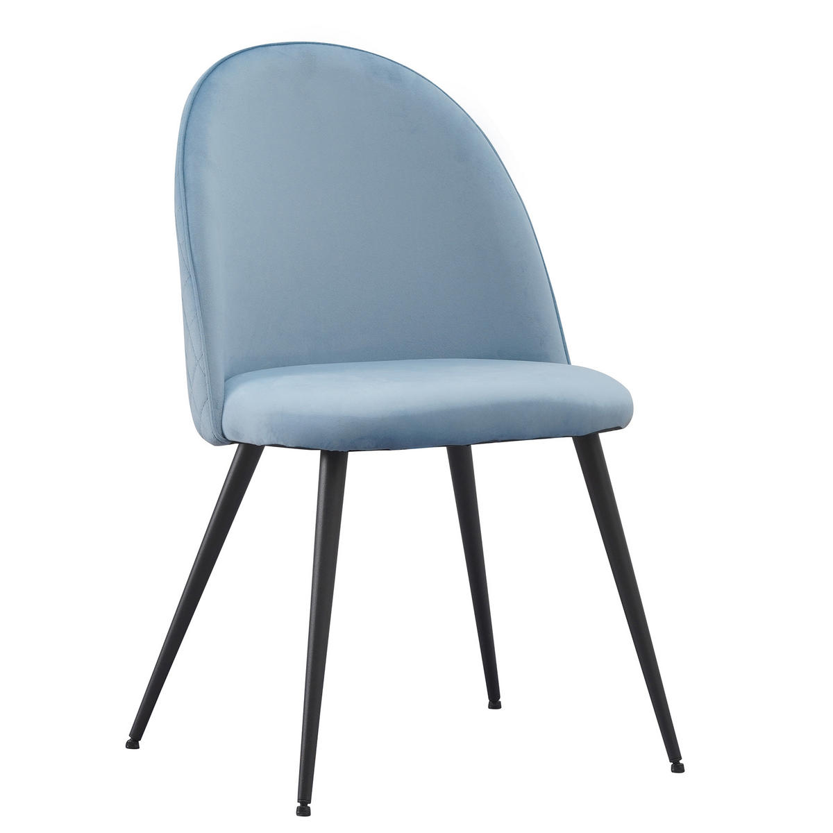 STUHL CAPO Samtbezug Metallbeine 4er Set Blau - Blau, Textil/Metall (53/84/44cm) - Albatros