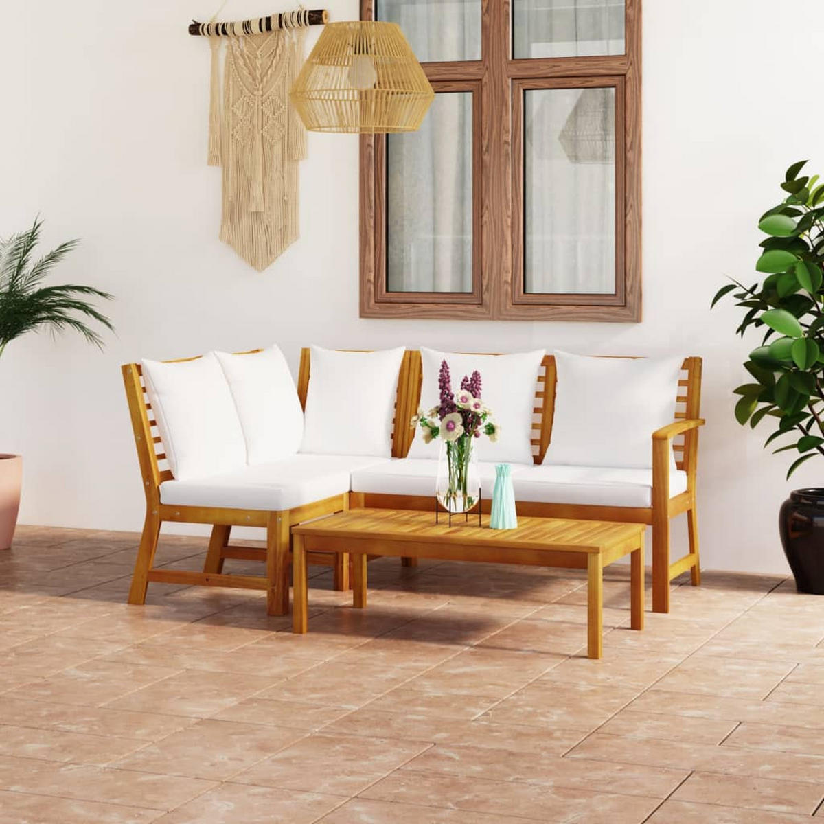 GARTENSET Reichmany 4-teilig - Creme, Holzwerkstoff - Nettlife