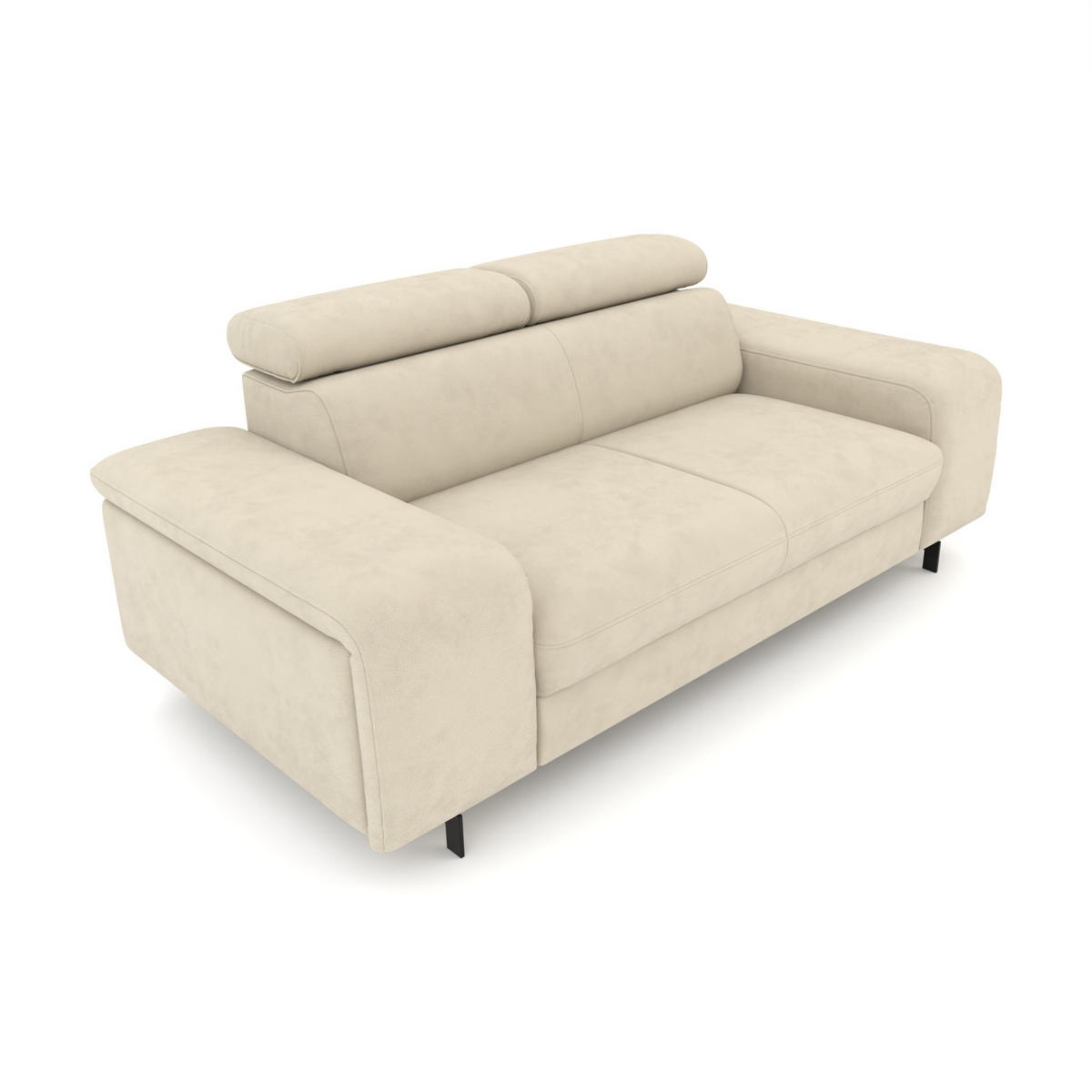 2,5-SITZER Vaasa Flachgewebe Beige klappb. Kopfstützen 198/100/81 cm - Beige, Kunststoff/Textil (198/81/70cm) - foamnova