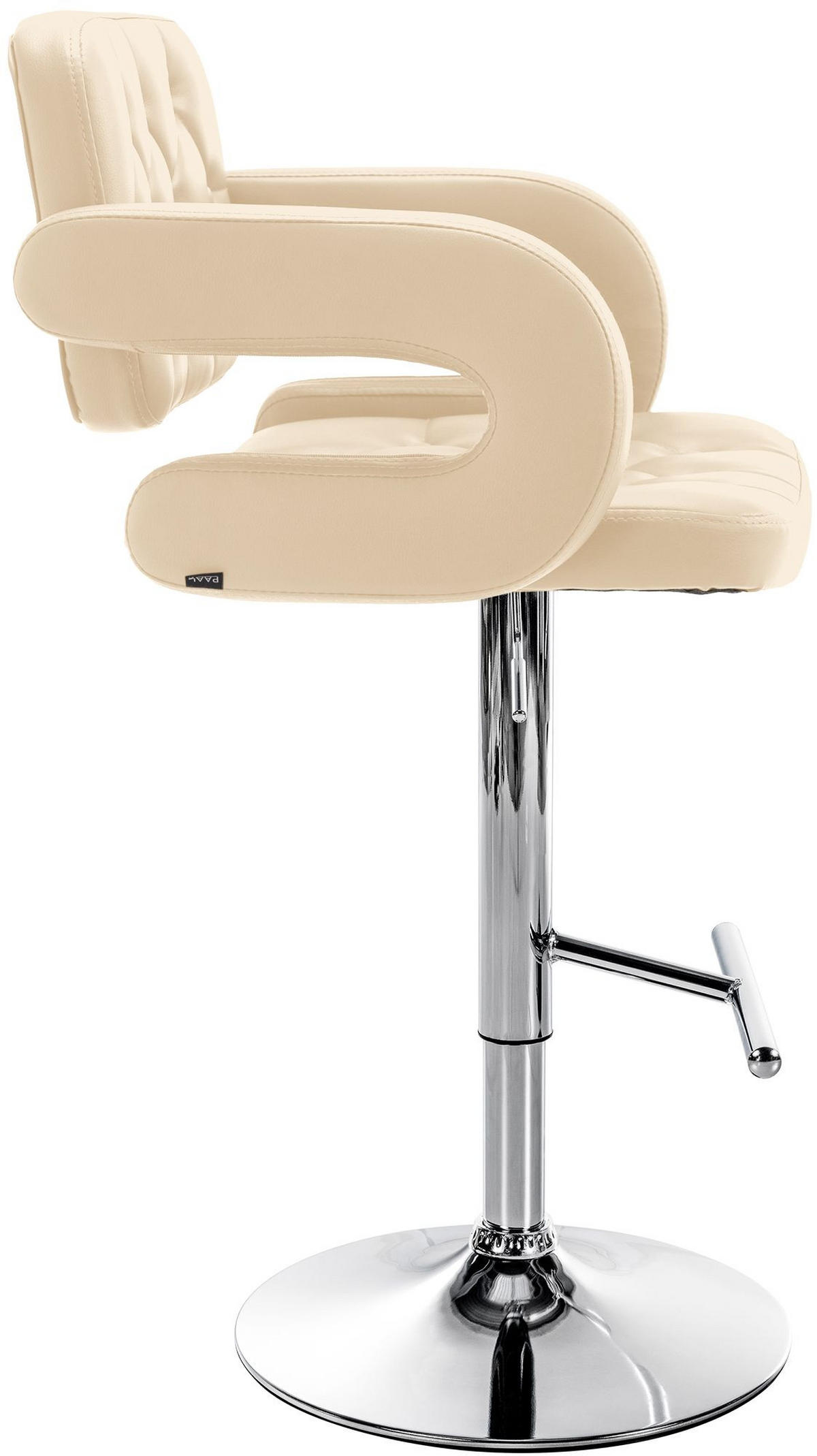 BARHOCKER Lederlook creme - Chromfarben/Creme, Textil/Metall (62/103/55cm) - CLP