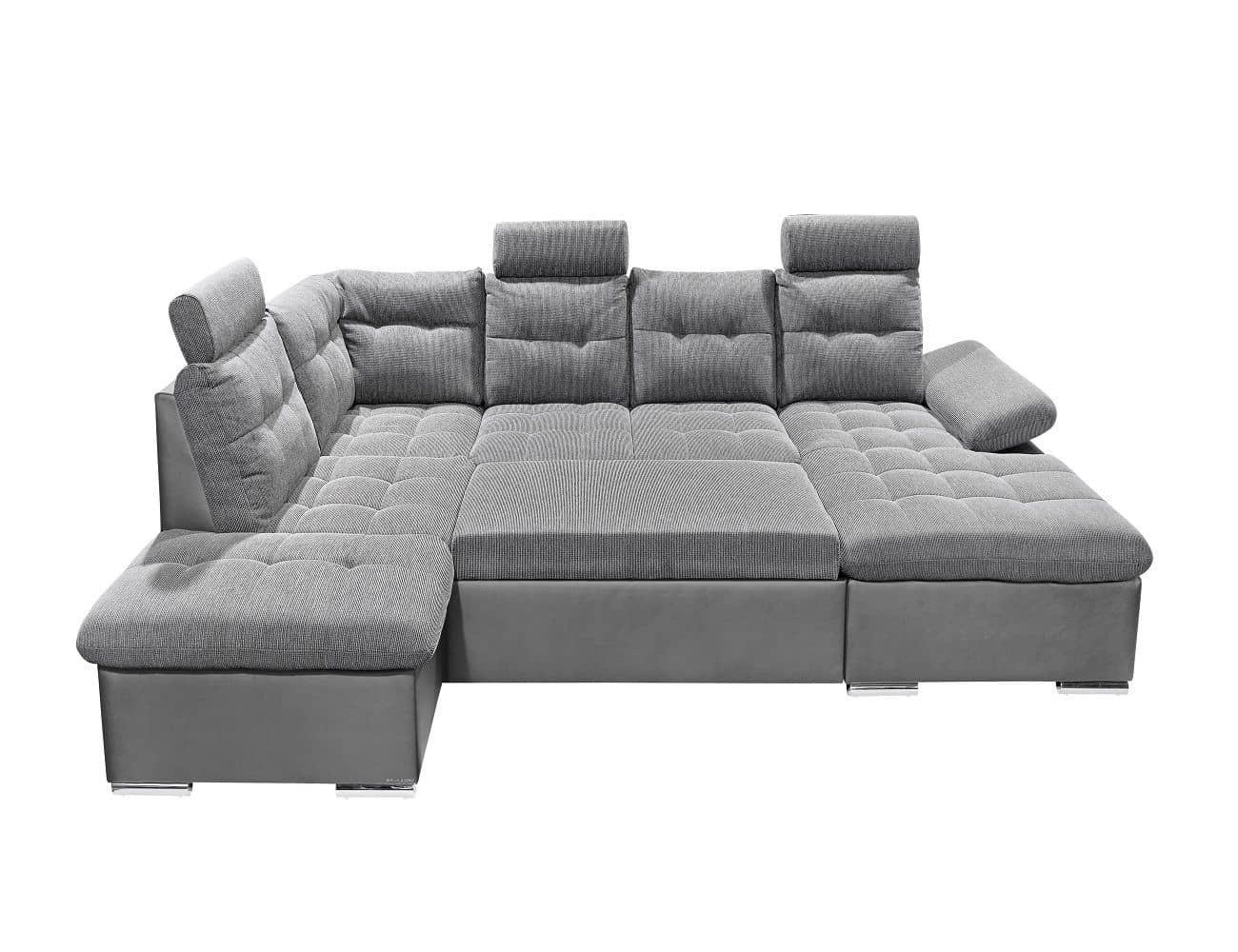 WOHNLANDSCHAFT mit Schlaffunktion und Bettkasten, Luxus-Webstoff - Grau, Textil (324/104/218cm) - ed exciting design