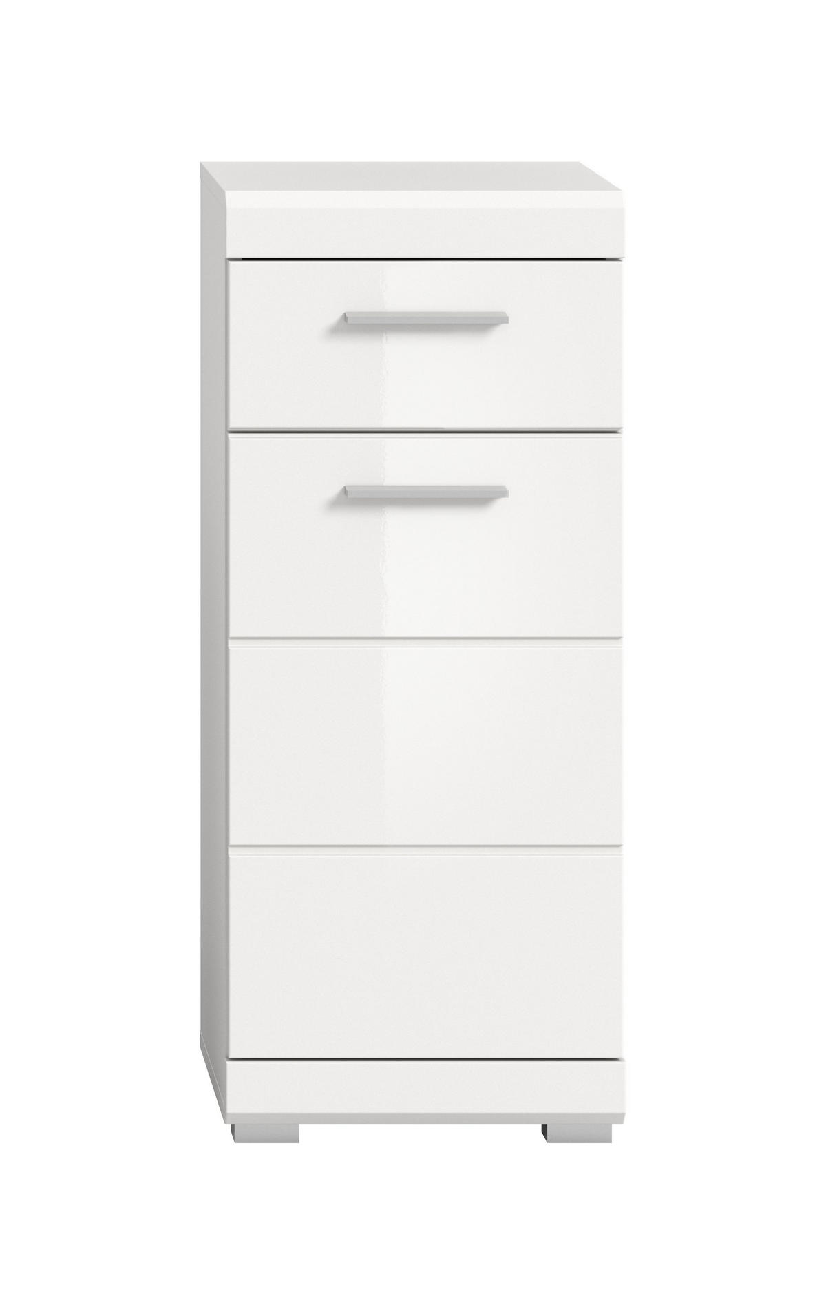 STANDSCHRANK Linus Bad in weiß Nachbildung und weiß hochglanz B/H/T: 30x79x30 cm - Weiß, Holz (30/79/30cm)