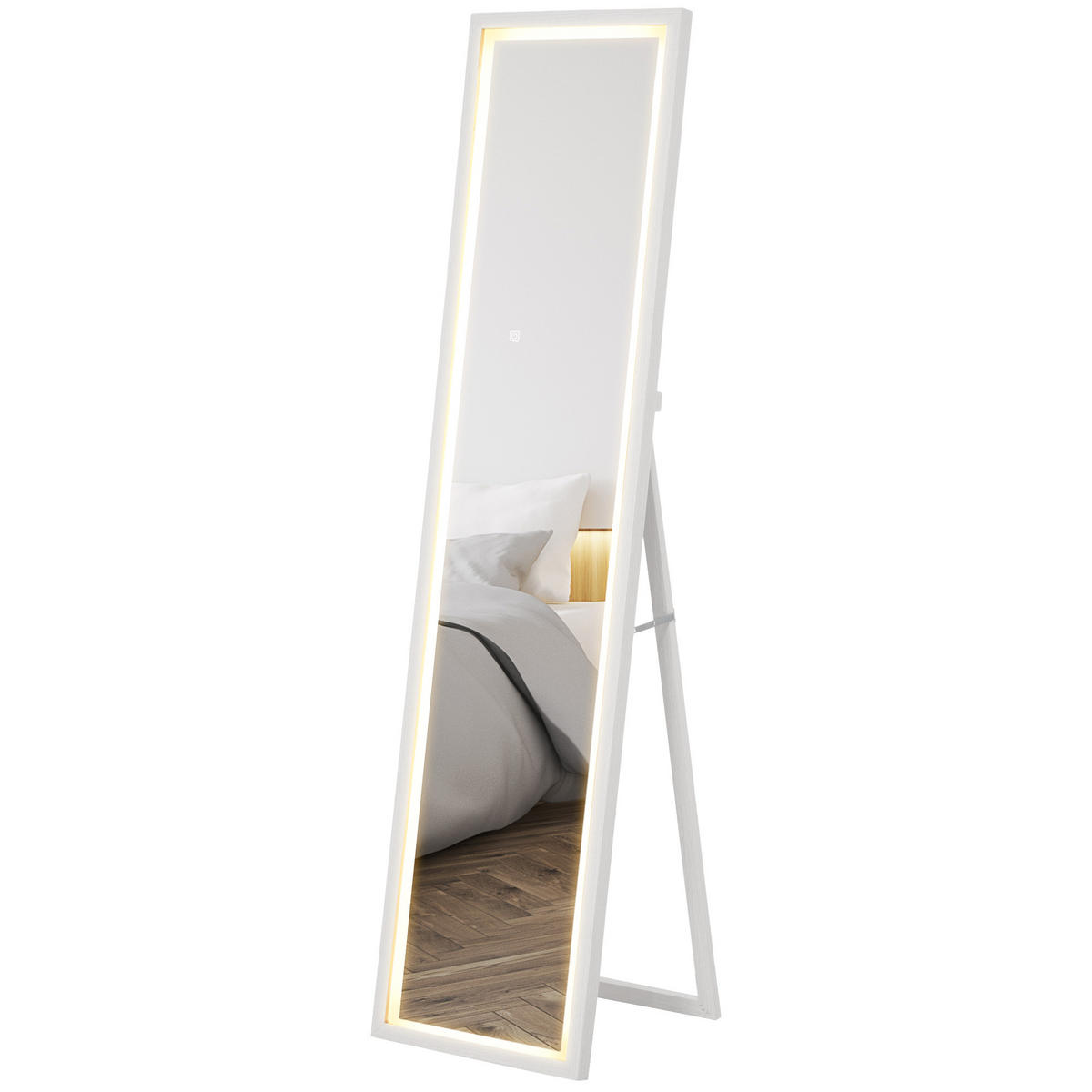 STANDSPIEGEL LED DE-17937 40x160 cm mit 3 Farben & Touchsensor Weiß - Weiß, Glas (40/160/5cm) - ComfortXL