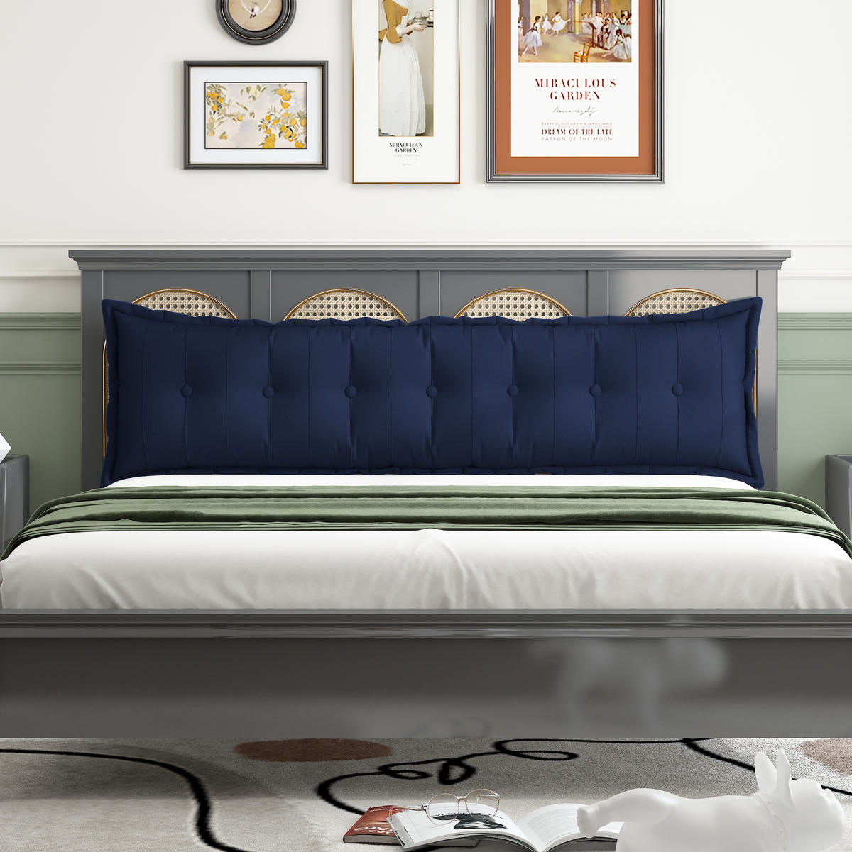 RÜCKENKISSEN Plüsch Dunkelblau 200 cm - Dunkelblau, Textil (50/200cm) - Vercart