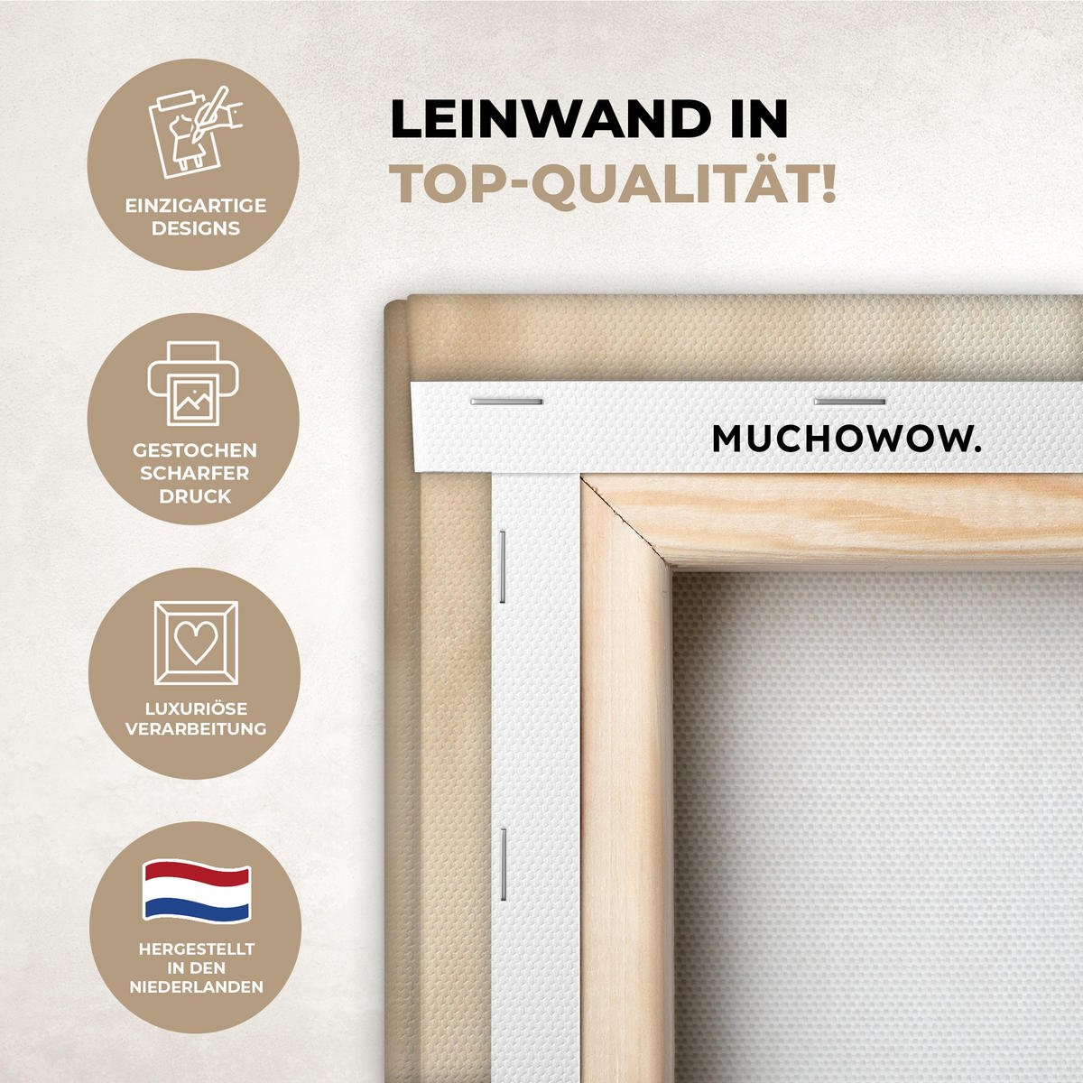 LEINWANDBILD 3er Set Landschaft - Japandi - Beige - Vögel 120x60 cm - Beige, Textil (120/60cm) - MuchoWow