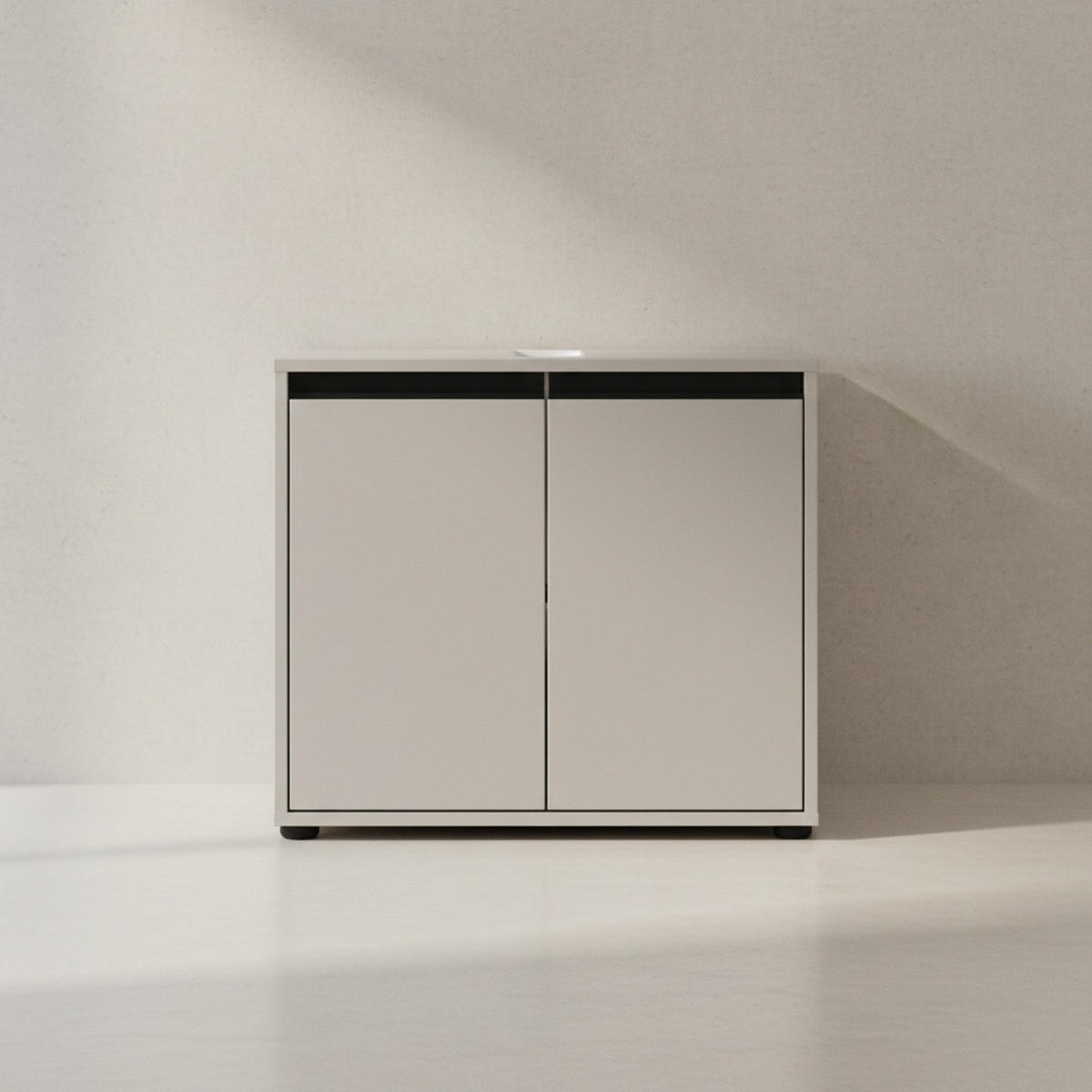 WASCHBECKENUNTERSCHRANK 63 cm mit zwei Türen und Einlegeboden | Steingrau - Grau, Holzwerkstoff (63/55/34cm) - KADIMA DESIGN