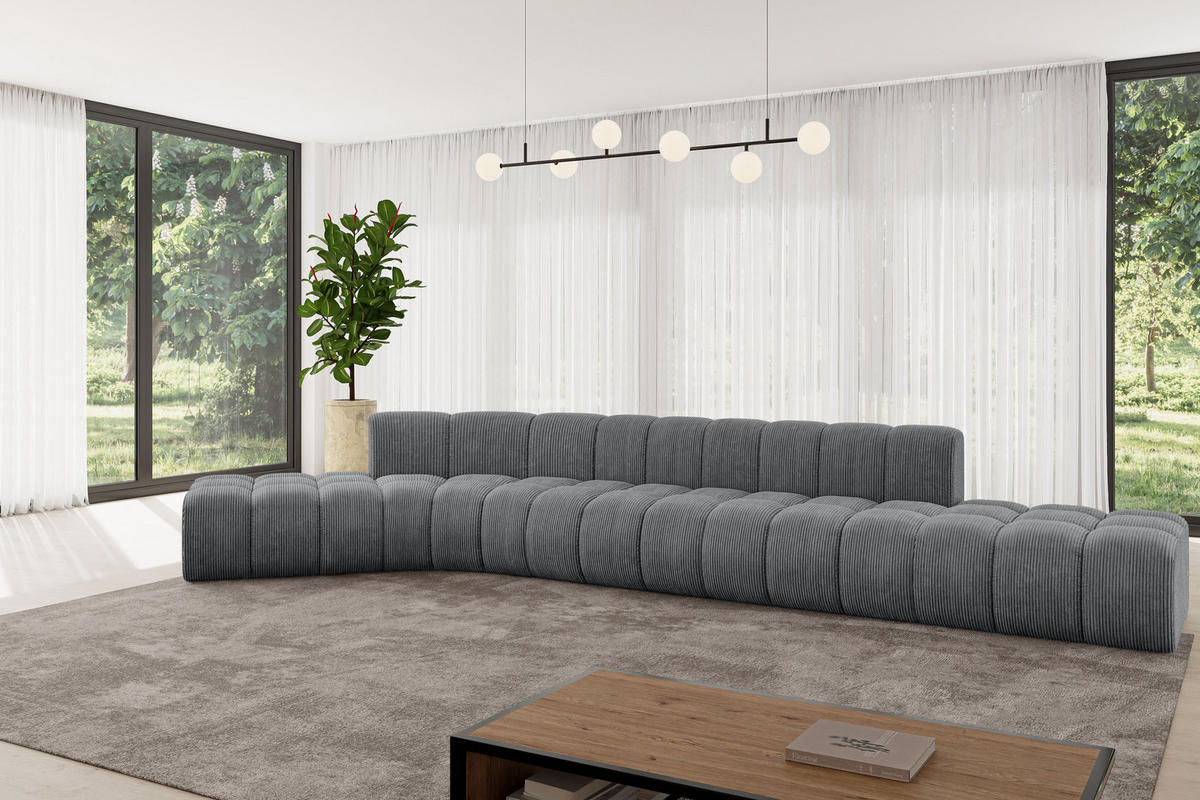ECKSOFA modulares Sofa Solven-L2 - 471x174x70 cm Dunkelgrau - Dunkelgrau, Holzwerkstoff/Textil (471/174cm) - ALTDECOR