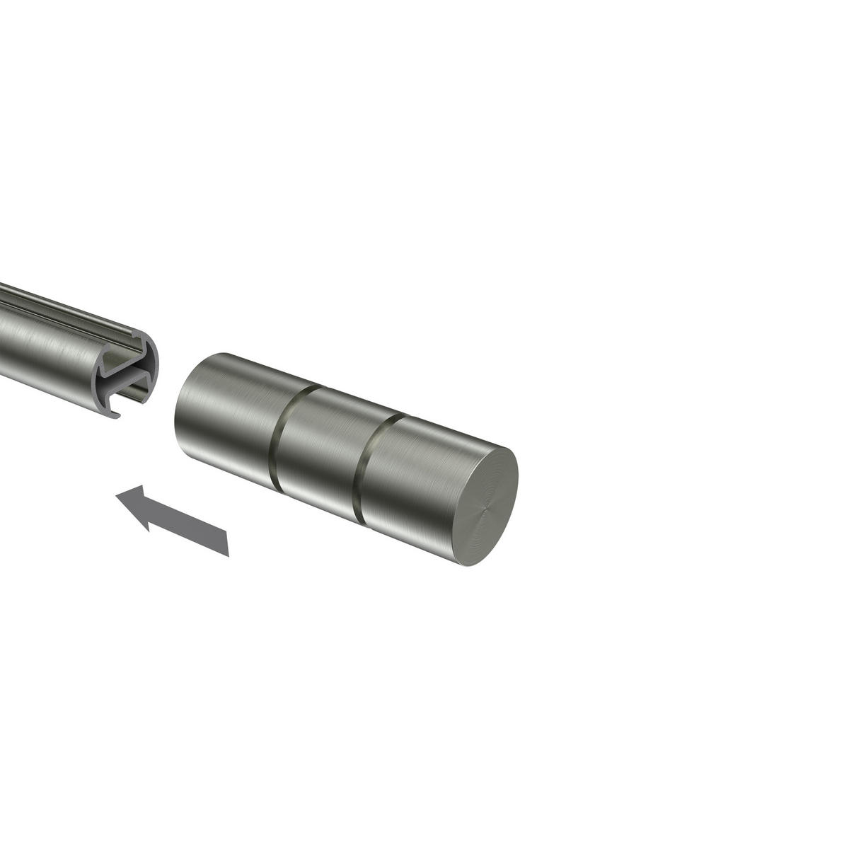 ENDSTÜCKE FÜR GARDINENSTANGEN 20 mm Ø, Elanto Edelstahl-Optik, Packung 2 Stück - Edelstahlfarben, Metall (6.4/2.4/2.4cm) - INTERDECO